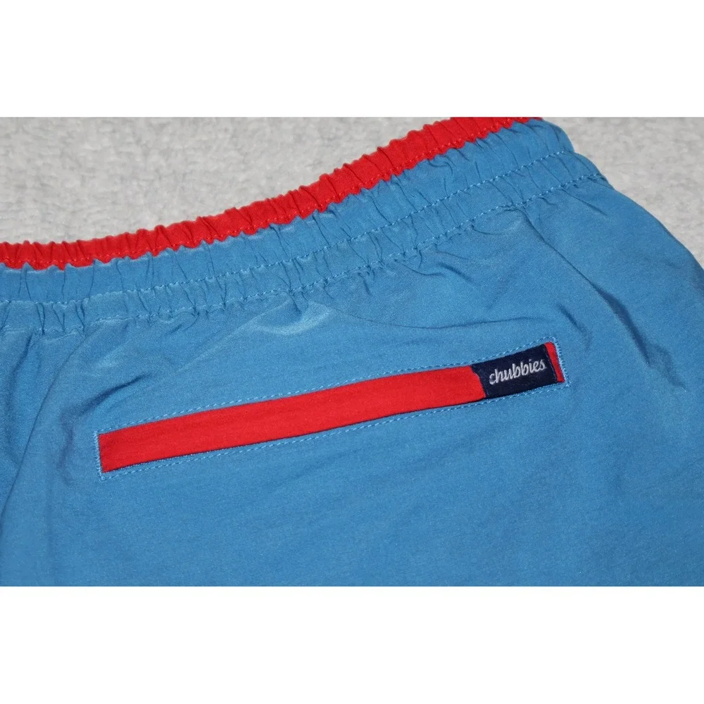 Chubbies Swim Trunks Mens XL Blue Red Colorblock Pineapple Logo Shorts **